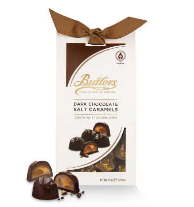 BUTLERS CHOC SEASALT CARAMELS  TAPER